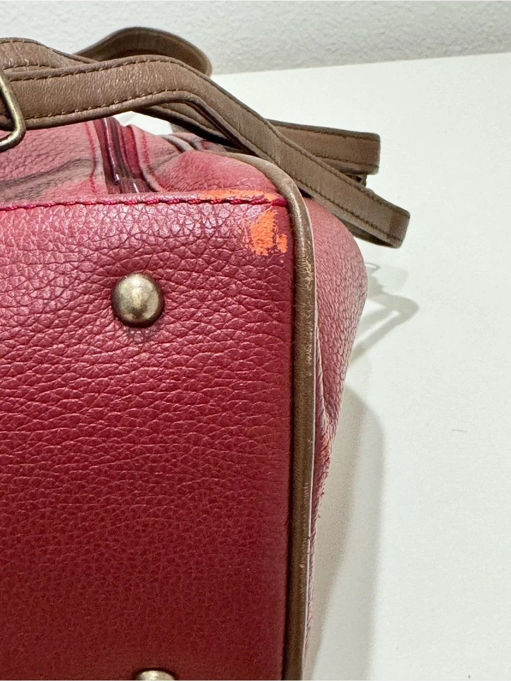 Vintage 90s Y2K Albero red pebbled leather  convertible backpack sling bag